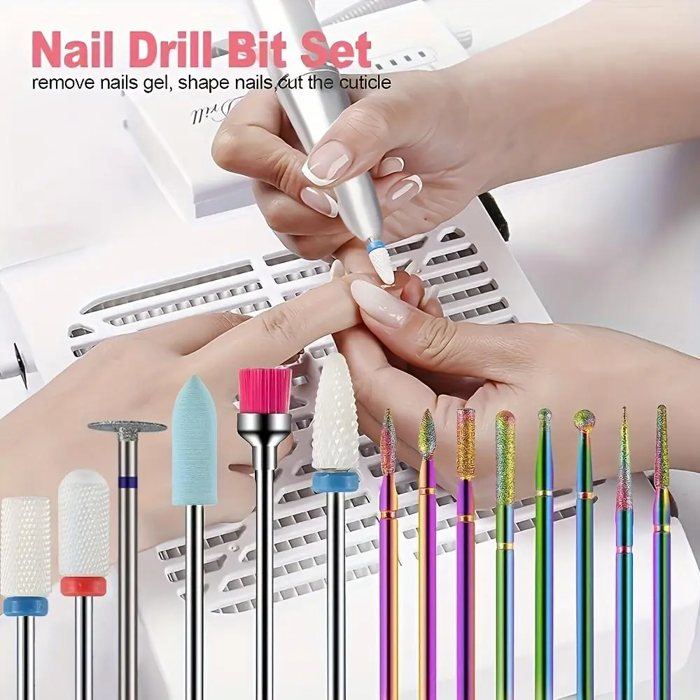 Professional Nail Drill Bits Set, 14pcs/set Nail Polishing Heads, Nail Art & Nail Care Tool for Home & Salon Use, Nail Art Tools, Nail Bits Manicure, Nail Art Equipment