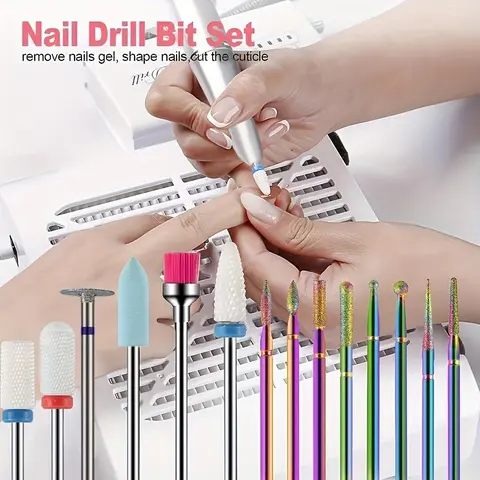 Professional Nail Drill Bits Set, 14pcs/set Nail Polishing Heads, Nail Art & Nail Care Tool for Home & Salon Use, Nail Art Tools, Nail Bits Manicure, Nail Art Equipment, Nail Supplies