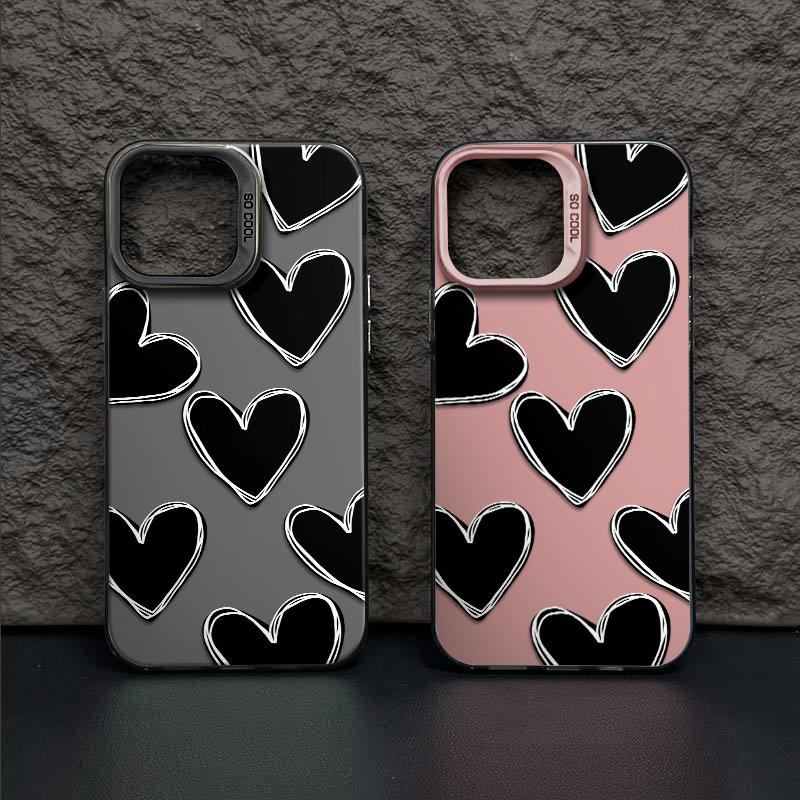 Heart Doodle Artwork Patterns Phone Case Durable Hard Acrylic Back Case With An Anti-Yellowing Coating, Made From High-Quality Designed For Reliable Drop Protection For Your Phone For iPhone 17.16.15.14.13.12.11.X.XS.XSMAX.XR.8.7