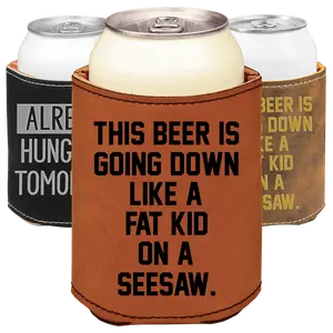 Funny Saying Can Cooler, Engraved Gift for him, Funny Birthday Gift, Funny New Dad, First Fathers, Leatherette Engraved, Stocking Stuffer, Beverage Holder