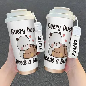1pc 18oz Coffee Cup,Featuring Dudu & Bubu, Adorable Cartoon Characters, Express Friendship Love Companionhood, Loved by Young Adults