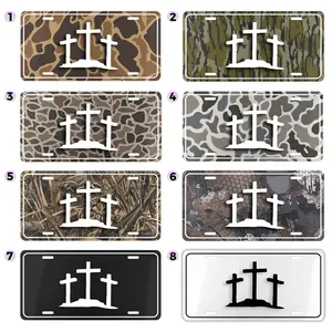 Jesus Cross Giraffe Camo License Plate, 12" x 6" Vanity Tag, Christian Car Decoration, Durable Camo Design, Perfect Gift for Faith