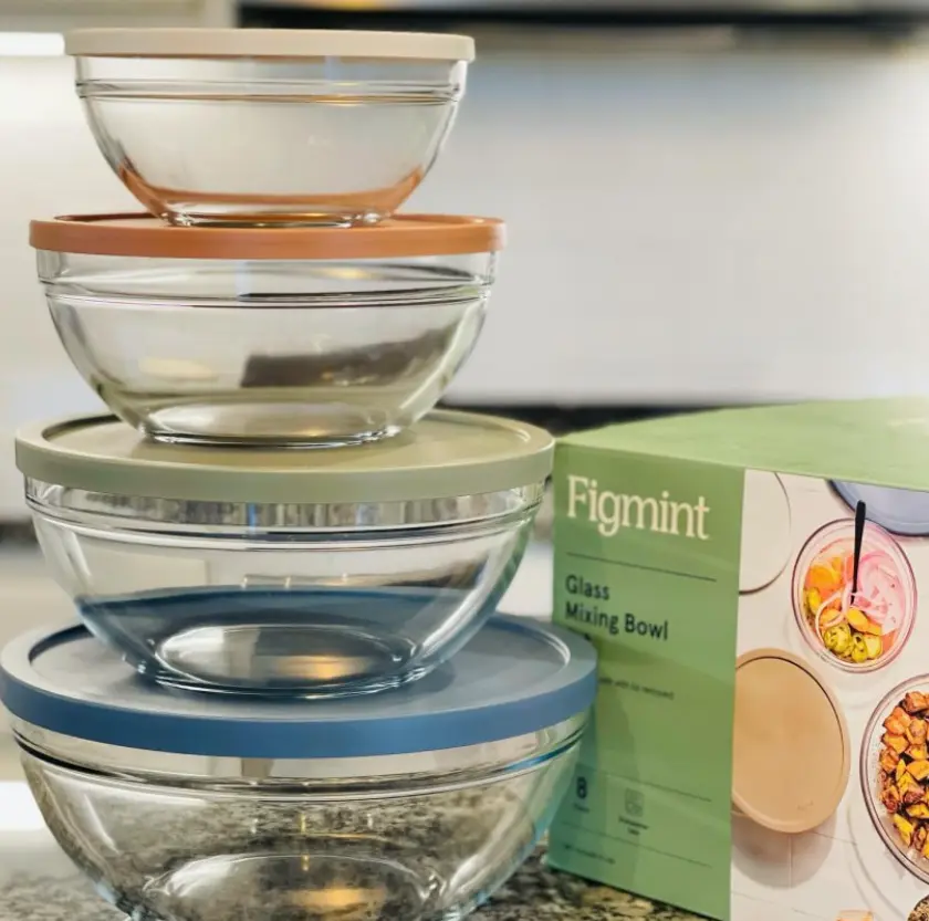 Glass Mixing Bowls with Lids – Stackable Food Storage Containers for Meal Prep, Baking and Kitchen Organization
