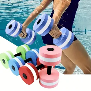 2pcs Water Fitness Barbell Set, Foam Dumbbells for Aquatic Exercise, Blue/ Colors, Suitable for Swimming Training, Aerobic Workout Equipment