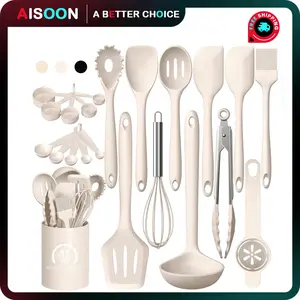 AISOON Silicone Kitchen Cooking Utensils Set, Chef 22Pcs Heat Resistant Kitchen Utensils, Spatula, Spoon, Whisk, Dishwasher Safe Kitchen Utensil Gadgets Tools Set for Nonstick Cookware