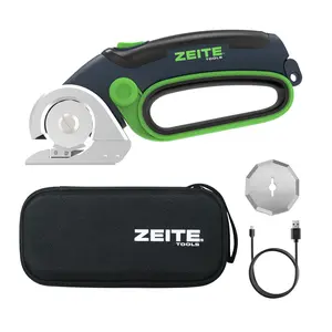 ZEITE 4V Cordless Electric Scissors Cardboard Cutter, 260 RPM Fast Cutting, USB Charging w/Storage Box & 2 Blades,Blue , Ideal Gift for Dad & DIY Lovers (Cardboard, Leather,Carpet, Boxes, Plastic)