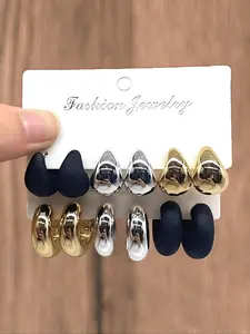 Water Drop & C-shaped Dangle Earrings Set, High Quality Earrings, Fashionable Jewelry for Women & Girls, Trendy All-match & Exquisite Jewelry for Birthday Gift, Trendy Fashionable Accessories