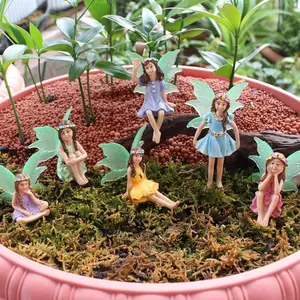 6pcs Fairy Garden Decor, Fluorescent Wing Flower Fairies Model Accessories, Outdoor Fairy Plant Stakes, Wedding Valentine's Day Decoration