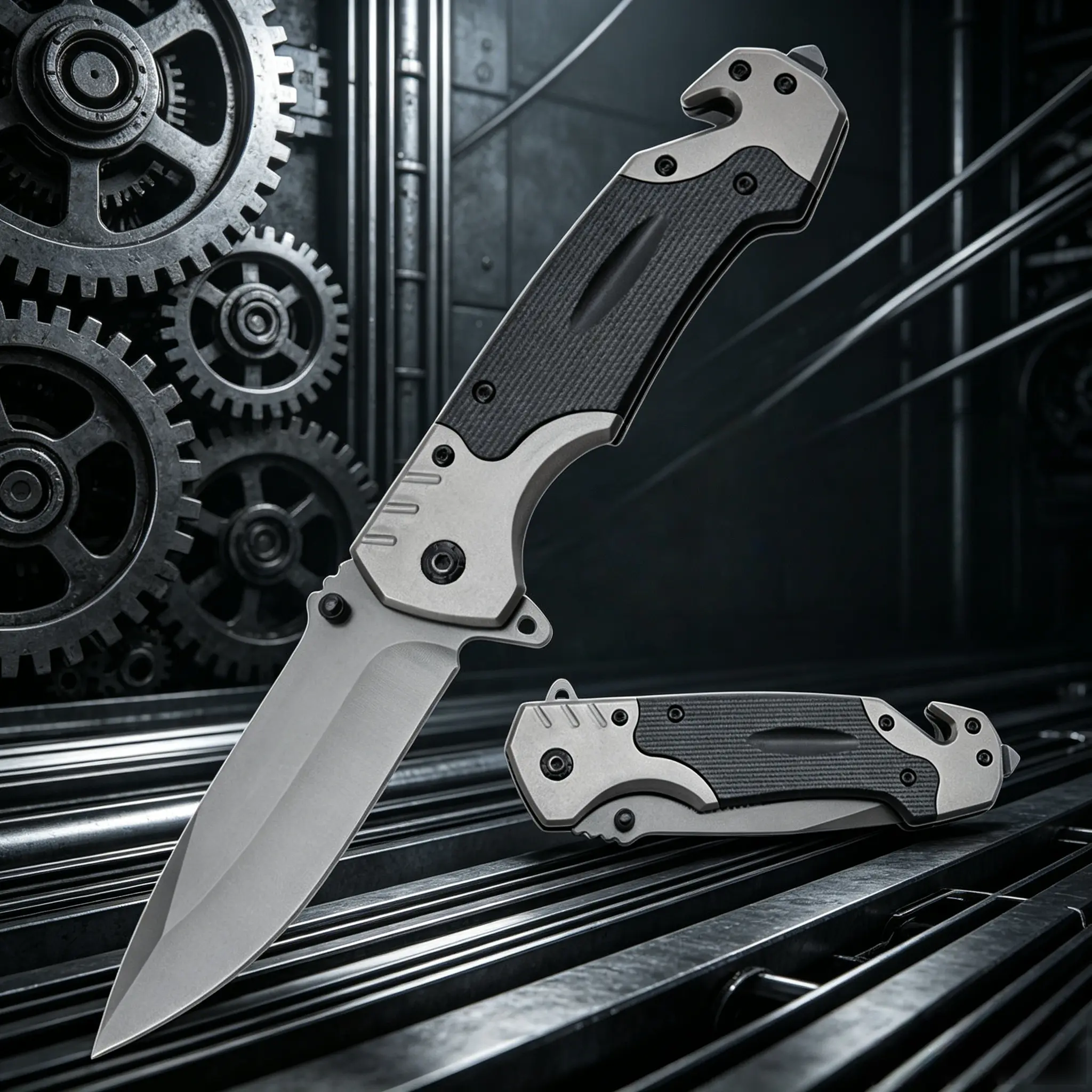 Compact Flipper Knife with Ergonomic Non-Slip G10 Handle, Stainless Steel Drop Point Blade - Lightweight Tactical Tool with Glass Breaker for Adults, Outdoor Survival Gear, Lightweight Tools, Carving, Peeling