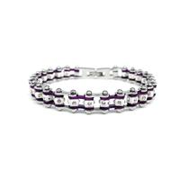 Chrome and Purple Chain With Clear Gemstones