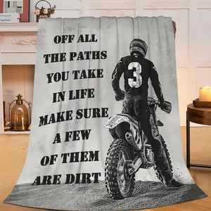 Dirt Bike Blanket Inspiring Motorbike Blankets Fleece Plush Flannel Super Soft Cozy Fuzzy Warm Lightweight Stuff Motorcycle Sports Decor Gifts for Boys Girls Kids Adults Men Women 40" x 50"