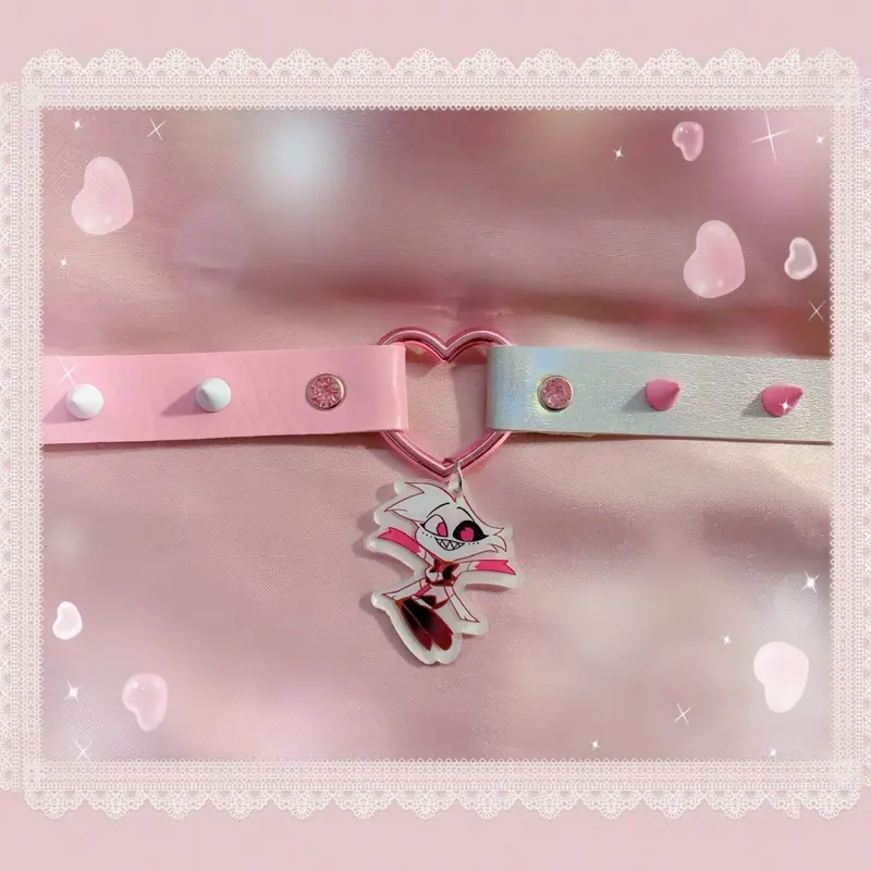 Kawaii Hazbin Angel Dust Y2K Jfashion Pastel Goth Cyberpunk Holographic Helluva Sparkle Choker