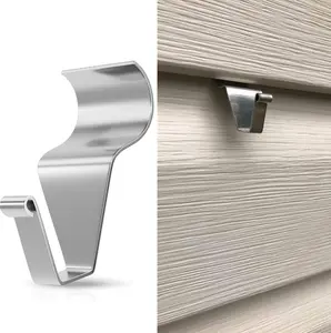 Vinyl Siding Hooks (4-Pack), Stainless Steel No Hole No  Siding Clips Hangers for Hanging Outdoor, Hooks for Outdoor String Lights, Patio Decor, Front Porch Decor, Wreath Decor