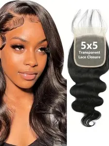 Body Wave 5x5 Transparent Lace Closure Human Hair Closure Frontal Free Part Transparent Lace Closure Pre Plucked