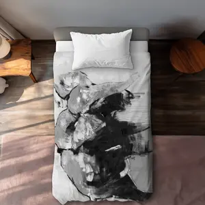 Begin Home Decor C1DCTXLWZN8IOV Twin Extra Long Monochrome Abstract Elephant Gray Duvet Cover - Home Decor