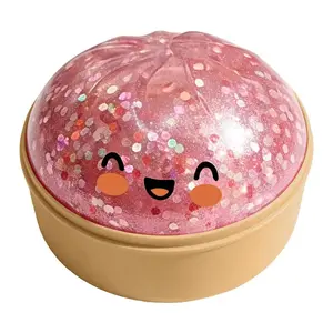 Glitter Dumpling, Dumpling Squishy,  Rainbow Dumplings, Cute Anxiety Relief Fidget Toy, with Steamer Box,Soft Squeeze Decompression Dough for Adults