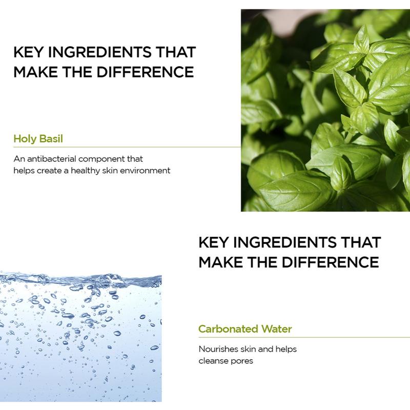 Holy Basil Bubble Deep Mask – Holy Basil & Carbonated Water for Cleansing Pores & Blackheads, Suitable for All Skin Types, Vegan Clay-to-Bubble Wash-Off Mask (90g / 3.17 oz)