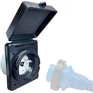 30 Amp RV Plug Power Inlet Box,NEMA L5-30P Shore Power Inlet Replacement for 3 Prong 30 Amp 110/120  RV Extension Cord with Twist Lock - 30 Amp RV Receptacle 125  3750 Watts,ETL Listed(Black)
