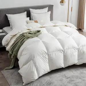 Feathers & Down Comforter, Organic Duvet Insert, 100% Cotton Shell, Ethically-sourced Feathers and Down Filler, All Season Warm, Queen Size, White