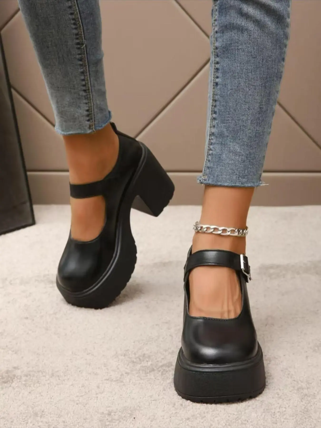 Women's Fashionable Solid Color Platform Mary Jane Style Pumps, Casual Comfortable Platform Shoes for Daily Wear, All-match Commuter Shoes for Work & Daily Wear