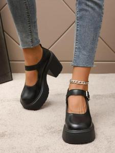 women's fashionable solid color platform mary janes pumps, casual comfortable platform shoes for daily wear, all-match commuter shoes for work & daily wear