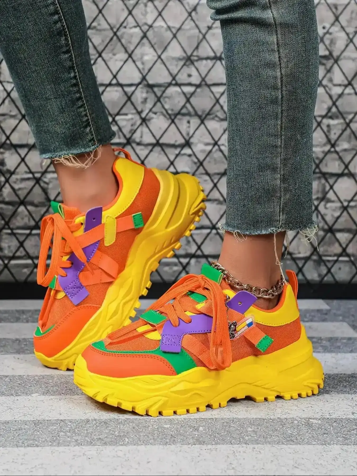 Women's Fashion Patchwork Casual Lifestyle Colorblock Sneakers Comfortable Low Top Lace-Up Shoes Perfect for All Seasons Ideal Gift Holidays Ladies Women Feminine Breathable Stylish Trendy Modern Kitten Style essential