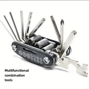 Fully functional hexagonal screwdriver socket wrench portable folding repair 16in one tool