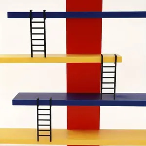 Versatile Layered Wall-Mounted Display Shelf - Wall Mounted Organizer, Colorful DIY Space-Themed Storage for Collectibles, Toys & Cosmetics - Durable Metal Frame with Sturdy Black Legs, Space Room Decor