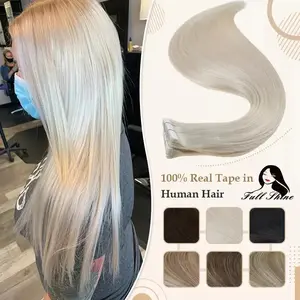 Full Shine Tape-In Remy Human Hair - Straight Double Sided Blonde - Comfortable Silky Natural Tape Ins For Women