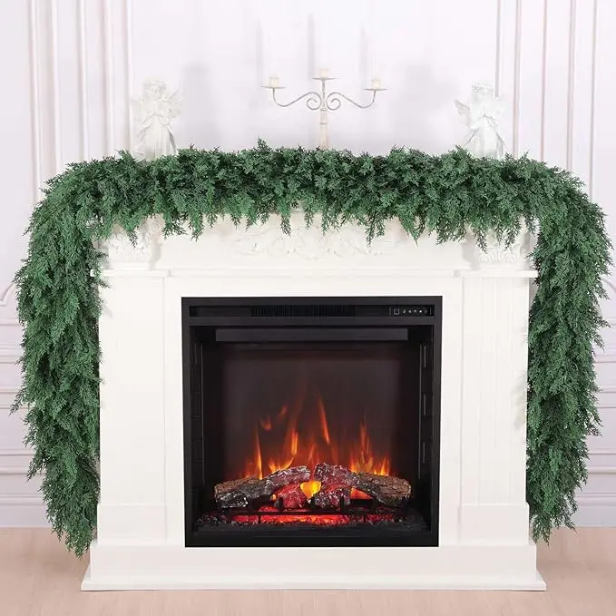 6FT Christmas Cedar Garland Set of 4, Real Touch Artificial Pine Greenery for Holiday Mantle, Wall, Table and Indoor Outdoor Winter Decorations