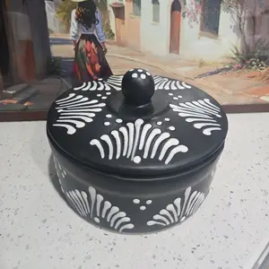 Black With White Tortilla Holder - Ceramic
