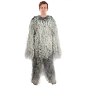 HPO  Adult Men Hairy Warrior Ape Military Leader Resistance Fighter Costume, Flame-retardant Synthetic  Cosplay Costume, Grey - Large