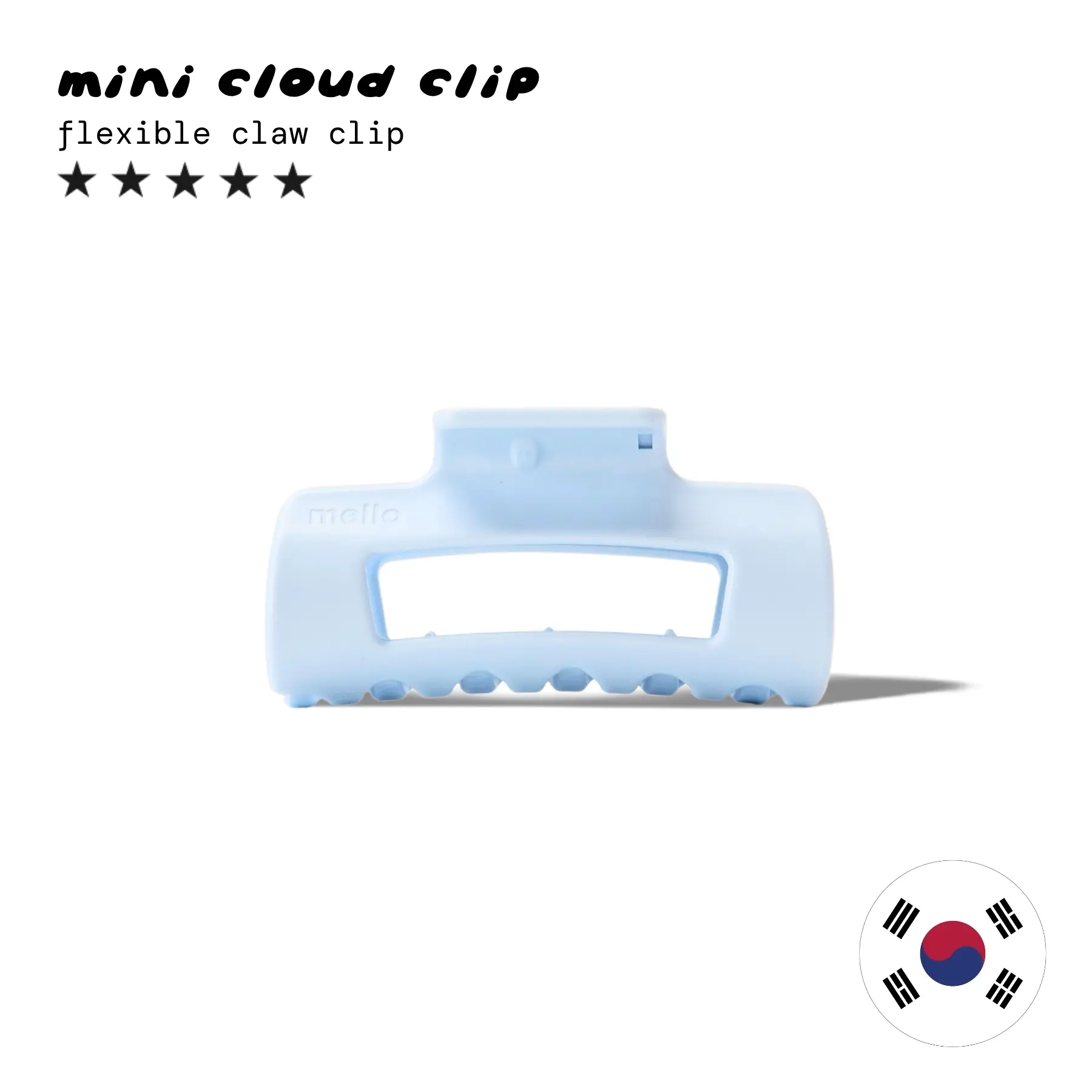 Mello Mini Flexible Claw Clip - Made in Korea, Hair Clip for Fine and Short Hair, 3 inch, Strong Durable Hold, Matte Non-Slip Finish