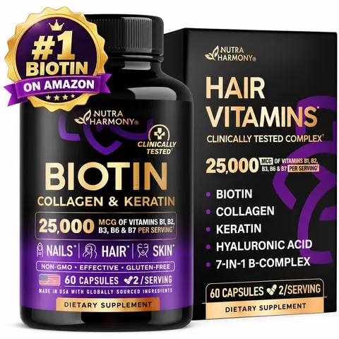 NUTRAHARMONY Biotin, Collagen, Hyaluronic Acid & Keratin - Hair Growth Support