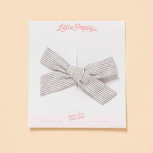 Dainty Stripe Dungaree Bow Clip