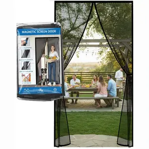 Black Magnetic Screen Door, Mosquito and Insect Proof Mesh Door Curtain, Auto Closing No-Drill Installation, Breathable Home Door Screen, Pet Friendly, Multiple Sizes Available, Suitable for Bedroom, Kitchen, Balcony Door and Patio Door