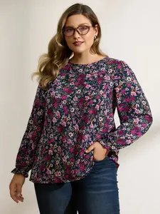 【Summer Turn-Up】【Essential】BlOOMCHIC Plus Size Floral Print Back Bowknot Blouse [M-6X] 2026 Summer Pick for Mother's Day