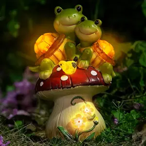 Solar Light Turtle Garden Statue, Turtle  Mushroom Figurine Lovely Tortoise Garden Statue with 5 LED Lights for Patio, Balcony, Yard, Housewarming, Gifts for Mom, Outdoor Lawn Decorations Mother Day