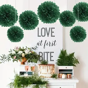 9Pcs Green Tissue Pom Set DIY Decorative Paper Flower Balls for Birthday Party, Wedding Bride, Bathers, Family, Outdoor Hanging Decoration, Perfect Gifts, Ideal for Holiday Gifts Ornaments