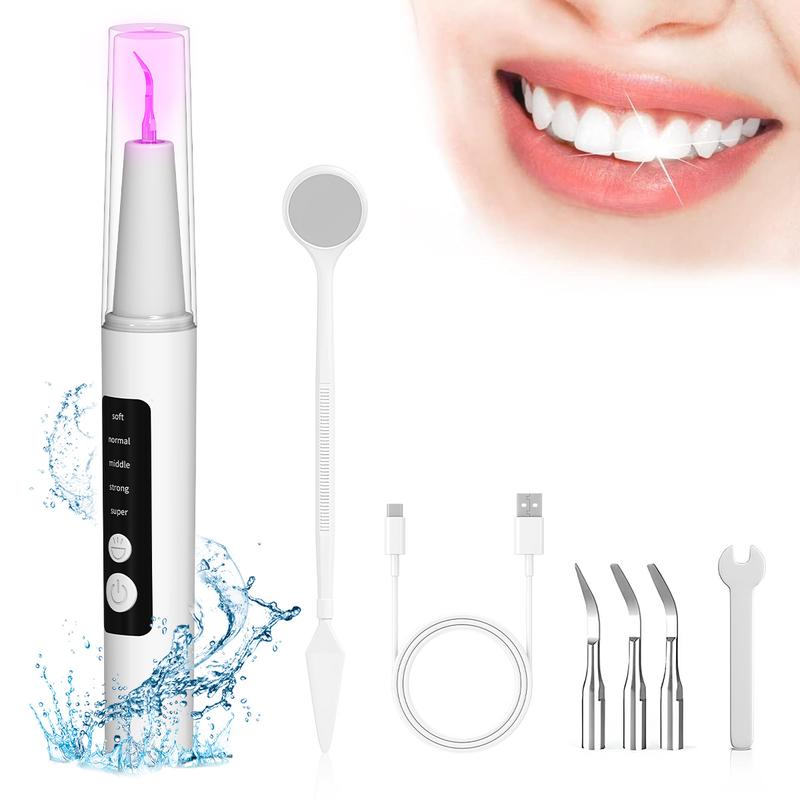 Oral Plaque/Tartar Remover for Teeth, Electric Tooth Cleaner Tartar Remover for Teeth with LED Light,5 Modes Rechargeable Teeth Cleaning Kit with Dental Tools, 3 Replaceable Heads Pet Safe Use Removable Adjustable