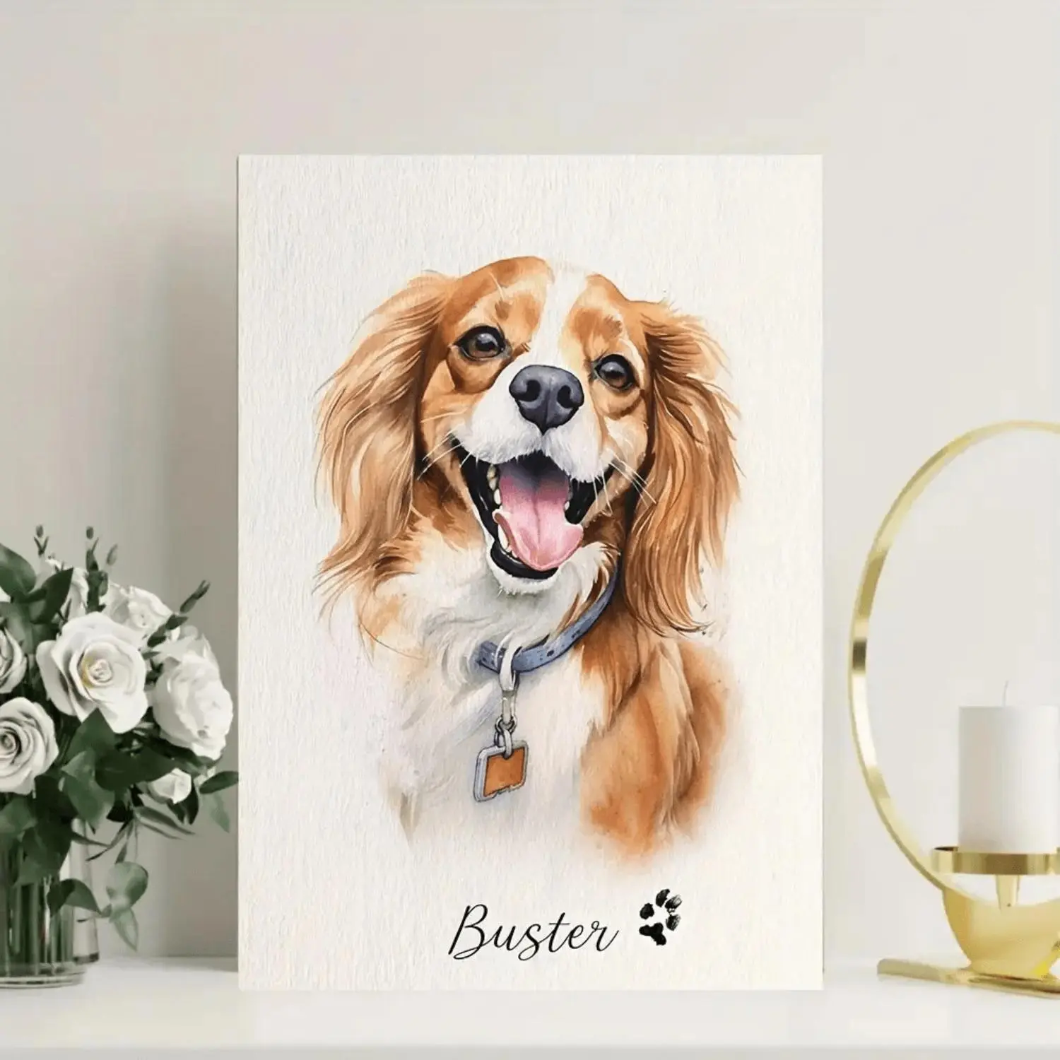 Unframed Canvas Watercolor Pet Portraits - Custom Artistic Wall Decor with Cat/Dog Photos & Names, Ideal for Home/Office, Unique Gift for Pet Lovers, Decoration, Mini Prints, All Interior Aesthetics