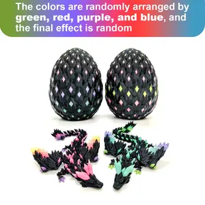 1 Set 3D Printed  Dragon Egg with Dragon Inside Luminous Glow in the Dark Dino Eggs Decoration Gift for Home Funny Decorative Statue Figurine Christmas Ornament Stocking Easter Basket Stuffers [Random Color]