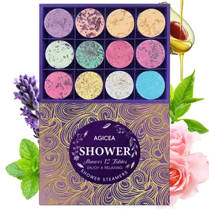 AGICEA 12-Pack Shower Steamers Gift Box, 12-Scent Shower Bomb Tablets with Shea Butter, Ideal for Self-Care & Relaxation – Perfect Gift for Moms, Boyfriends, and Girlfriends Alike