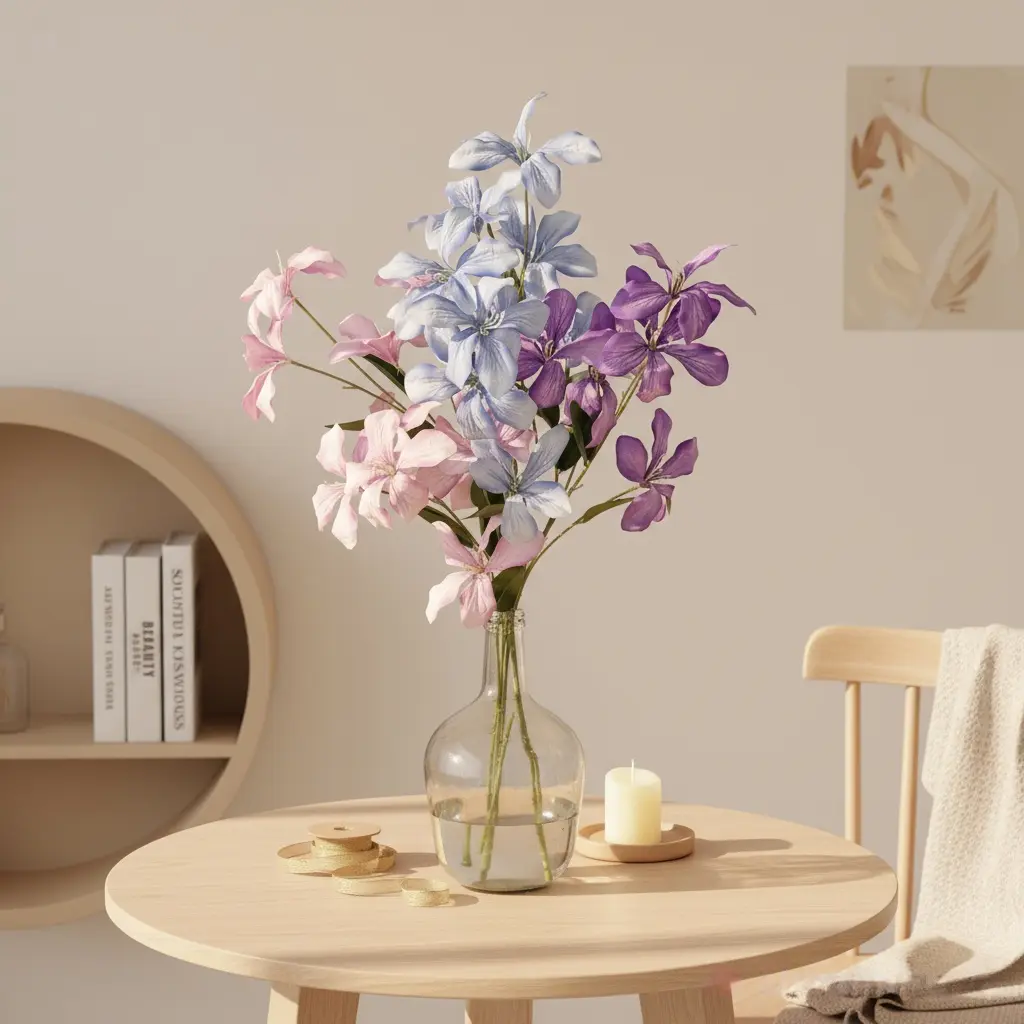 Oil Painting Style Flame Orchid Faux Flower High Quality Artificial Silk Flower for Home Decor Living Room Wedding Venue Garden Display Store Window Decoration White