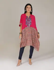 Rani Pink Kutch kaftan with Churidar