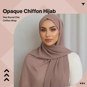Chiffon Hijab Head Scarf Shawl Wrap for Women Lightweight 28'' x 72'' Opaque Polyester Shawl for Year Round Wear Comfortable & Elegant