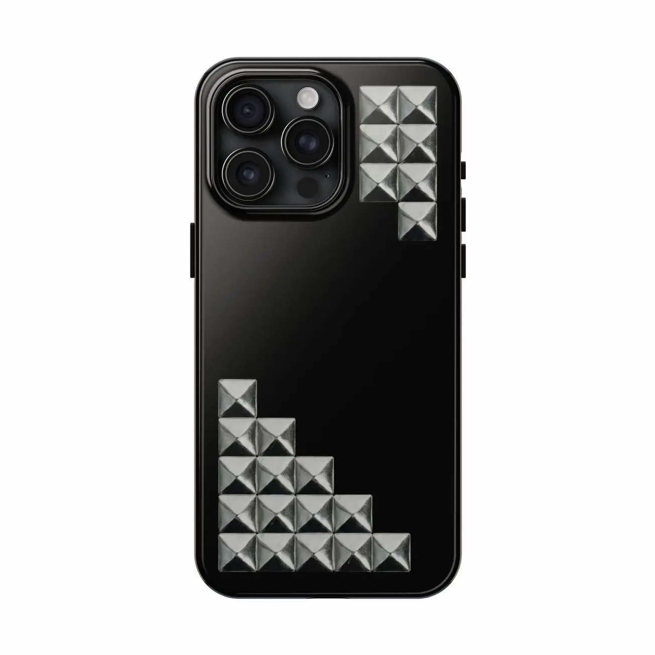 Midnight Studded Luxe Case – Black Chrome Pyramid Design Tough Cover 7