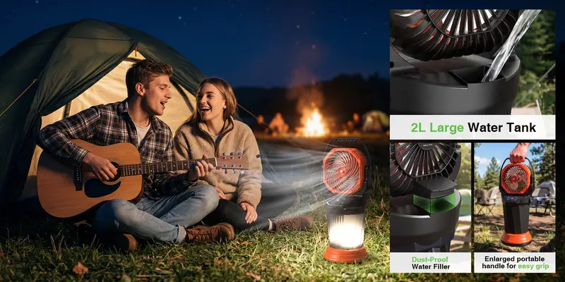 TaskStar Rechargeable Mist Cooling Portable Fan - Adjustable Indoor Outdoor Cooler with 2L Water Tank, RGB Lights, 4 Speed & Spray Modes, Ideal for Camping, Patio Cooling Solutions, Fan Portable