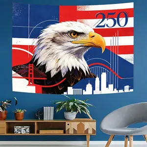 250th Anniversary Bald Eagle Tapestry, Patriotic Usa Flag, Golden Gate Bridge Cityscape, Vintage Wall Art for Home Decor, Large Aesthetic Gift