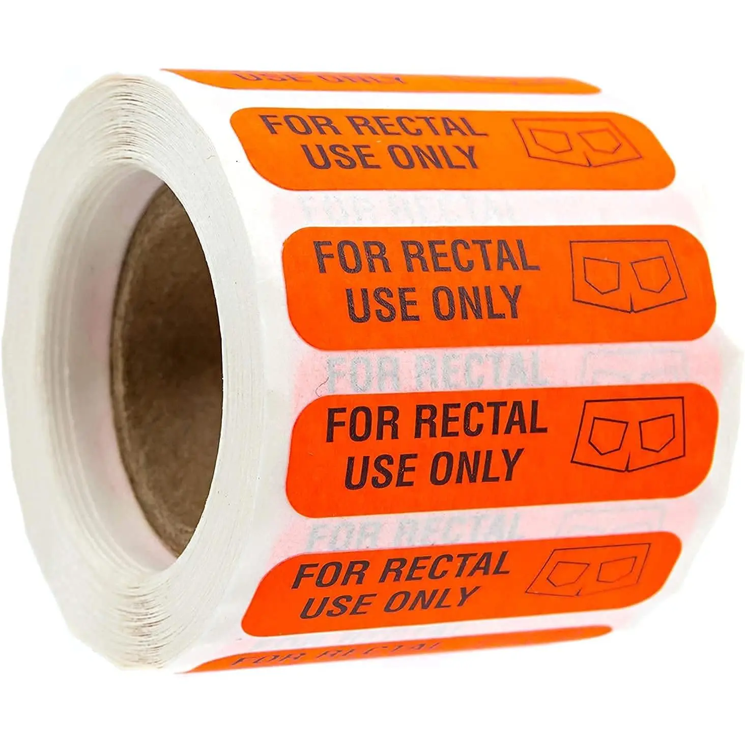 Rectal-Use-Only Fluorescent Red Permanent Adhesive Labels & Stickers, 500 Small 0.375" x 1.5" Office Labels for Computers & Office Equipment Supplies